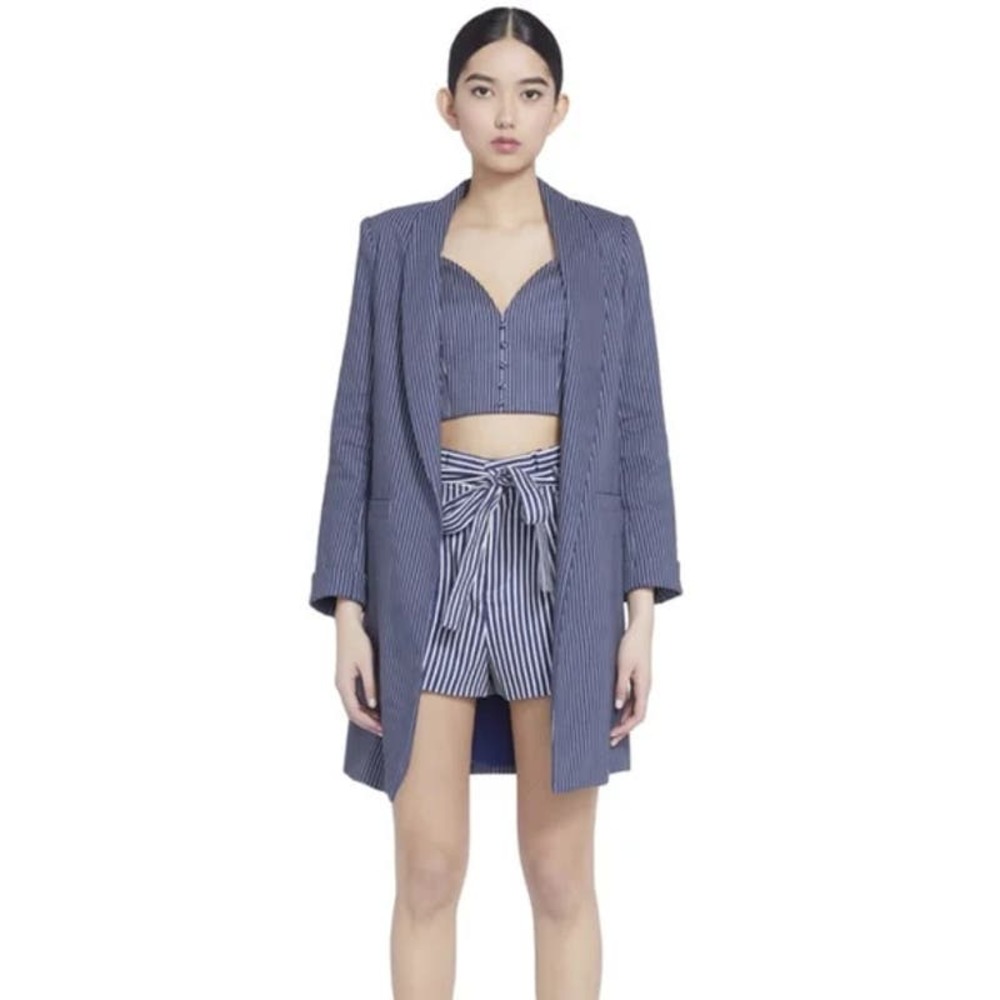Alice + Olivia Kylie Shawl-Collar Striped Blazer In Love Me Stripe Oversized M